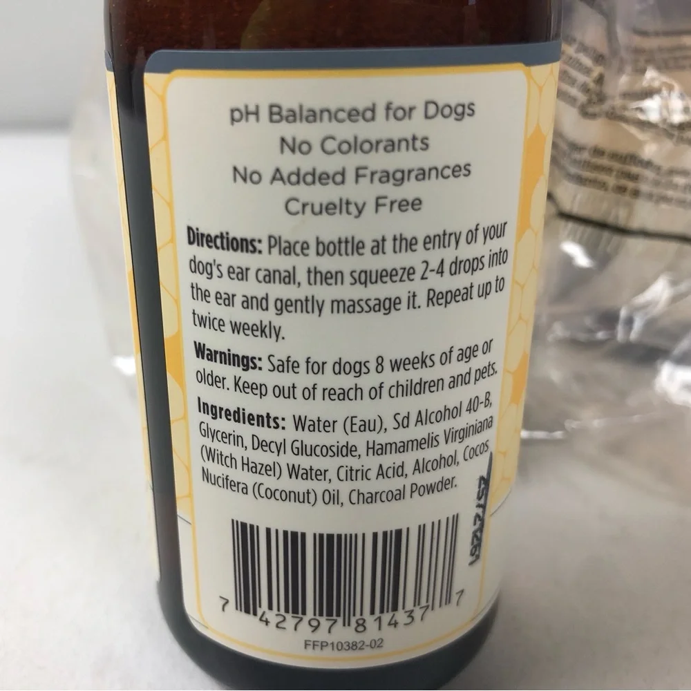 Burt’s Bees Care + Plus Charcoal & Coconut Dog Cleansing Ear Rinse Set of 4 New